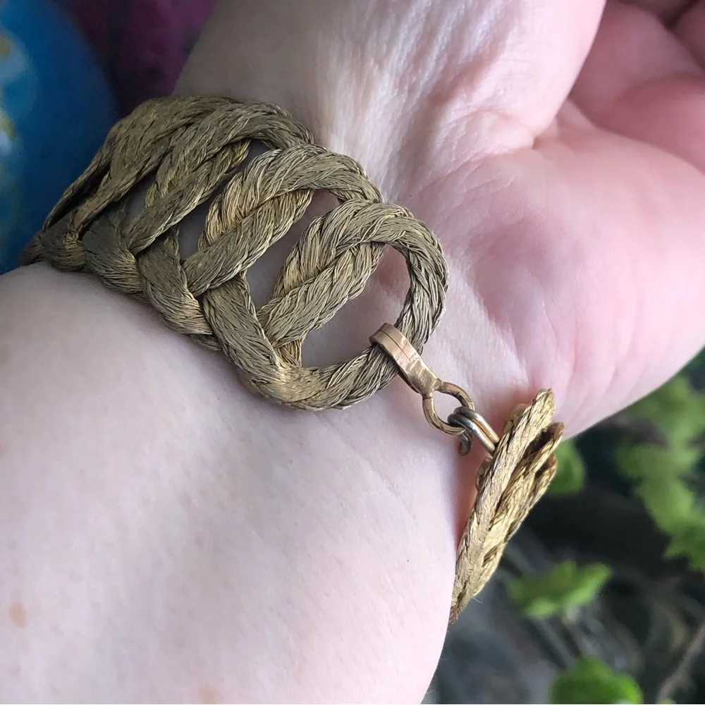 Vintage hand crafted braided gold strand bracelet